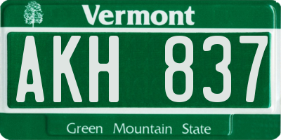 VT license plate AKH837