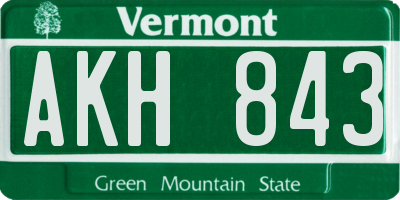 VT license plate AKH843