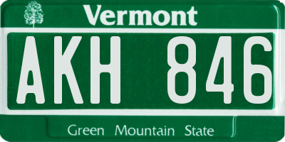 VT license plate AKH846