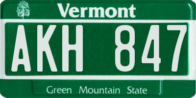 VT license plate AKH847