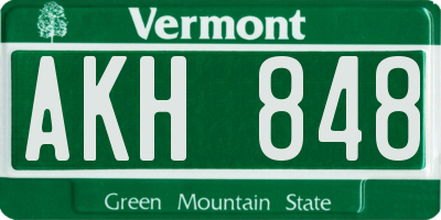 VT license plate AKH848