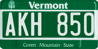 VT license plate AKH850