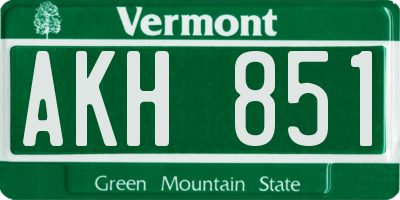 VT license plate AKH851