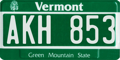 VT license plate AKH853