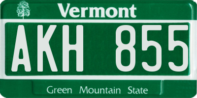 VT license plate AKH855