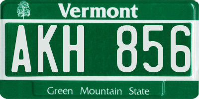VT license plate AKH856