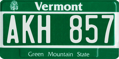 VT license plate AKH857