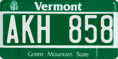 VT license plate AKH858
