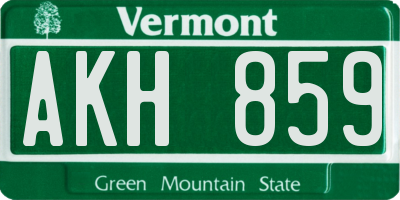 VT license plate AKH859