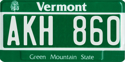 VT license plate AKH860