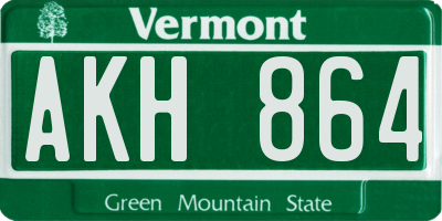 VT license plate AKH864
