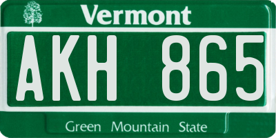 VT license plate AKH865