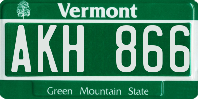 VT license plate AKH866