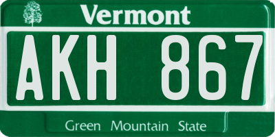 VT license plate AKH867