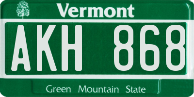 VT license plate AKH868