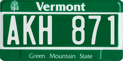 VT license plate AKH871