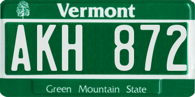 VT license plate AKH872