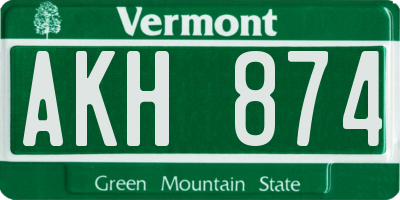 VT license plate AKH874