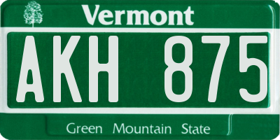 VT license plate AKH875