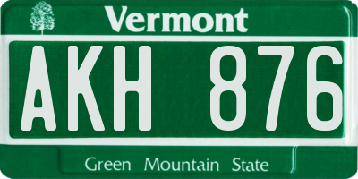 VT license plate AKH876