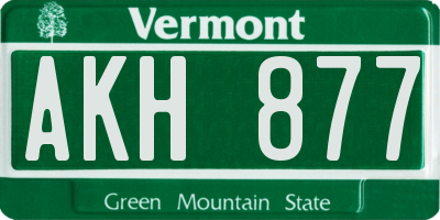 VT license plate AKH877