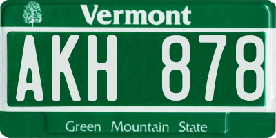 VT license plate AKH878