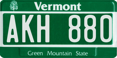 VT license plate AKH880