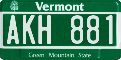 VT license plate AKH881