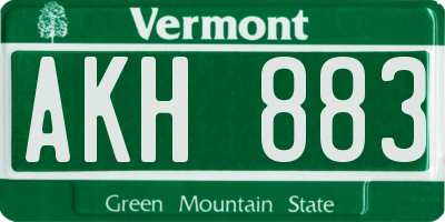 VT license plate AKH883