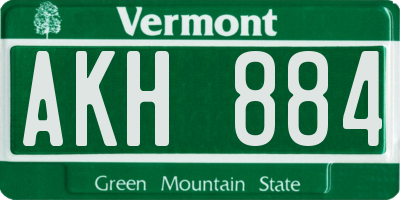 VT license plate AKH884
