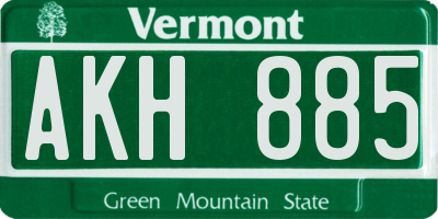 VT license plate AKH885