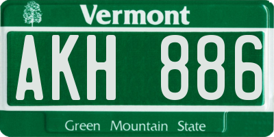 VT license plate AKH886
