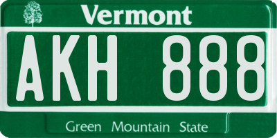 VT license plate AKH888