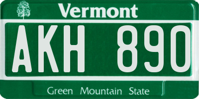 VT license plate AKH890