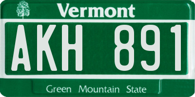 VT license plate AKH891