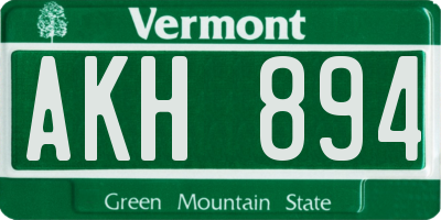 VT license plate AKH894