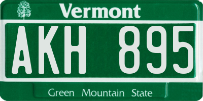 VT license plate AKH895