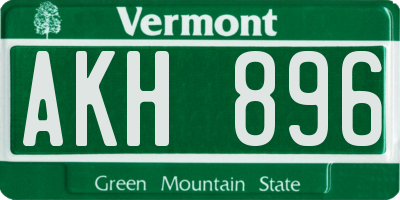 VT license plate AKH896