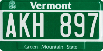 VT license plate AKH897