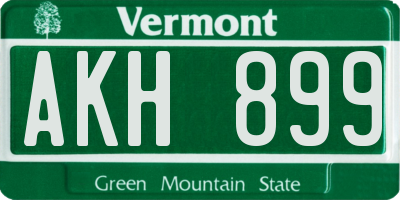 VT license plate AKH899