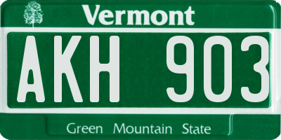 VT license plate AKH903