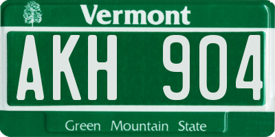 VT license plate AKH904