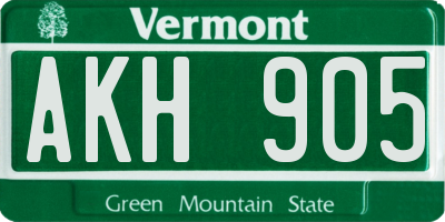 VT license plate AKH905