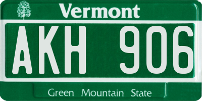 VT license plate AKH906