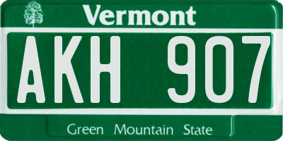 VT license plate AKH907