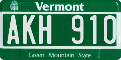 VT license plate AKH910