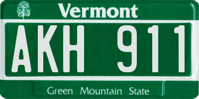VT license plate AKH911