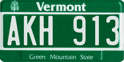 VT license plate AKH913