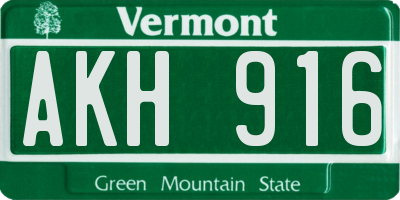 VT license plate AKH916