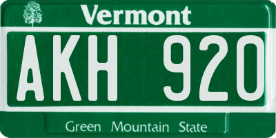 VT license plate AKH920